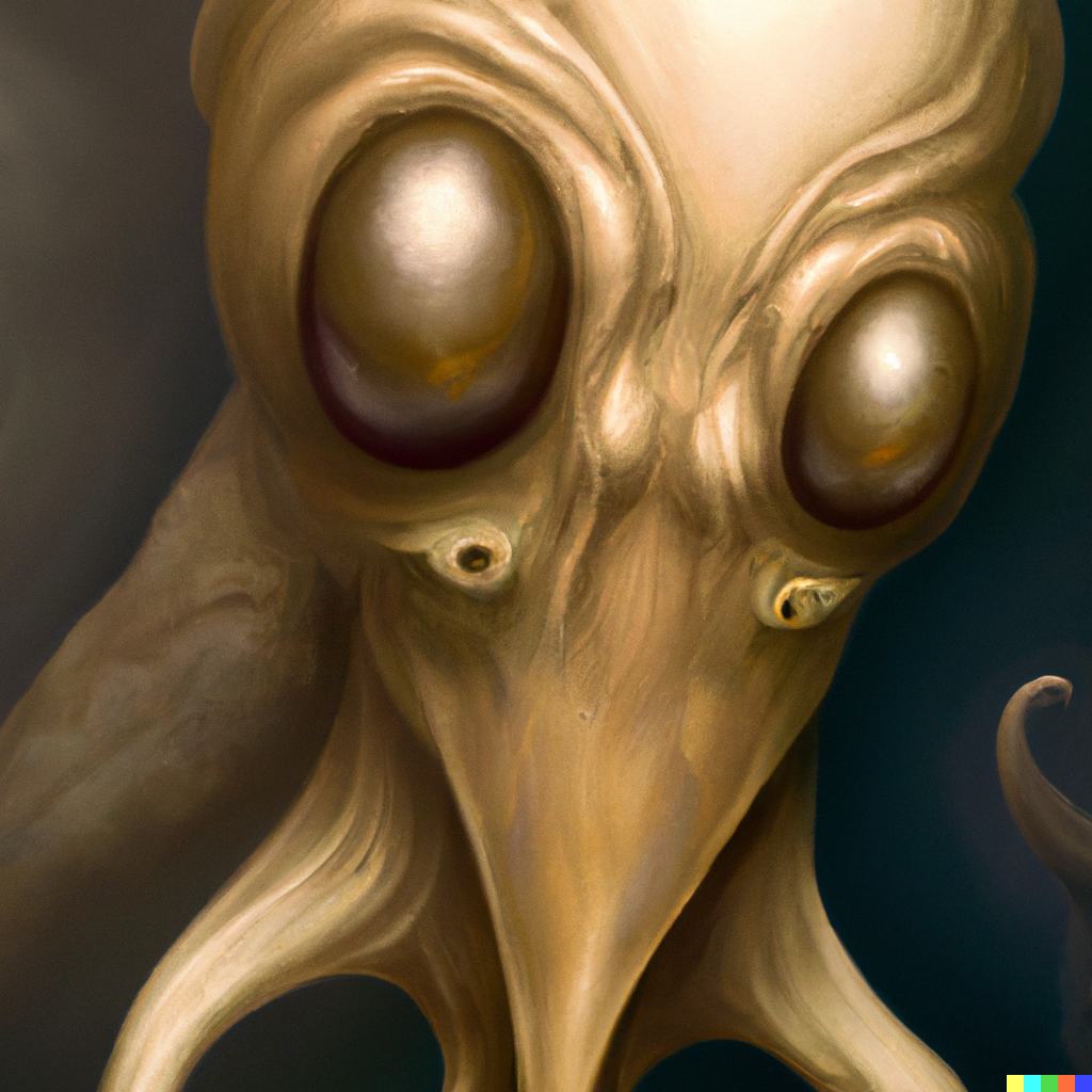 DALL·E 2022-09-03 13.04.06 – anthropomorphic square head in opal edgy darksandstone tadpole, intricate, elegant, highly detailed animal monster, digital painting, artstation, conc