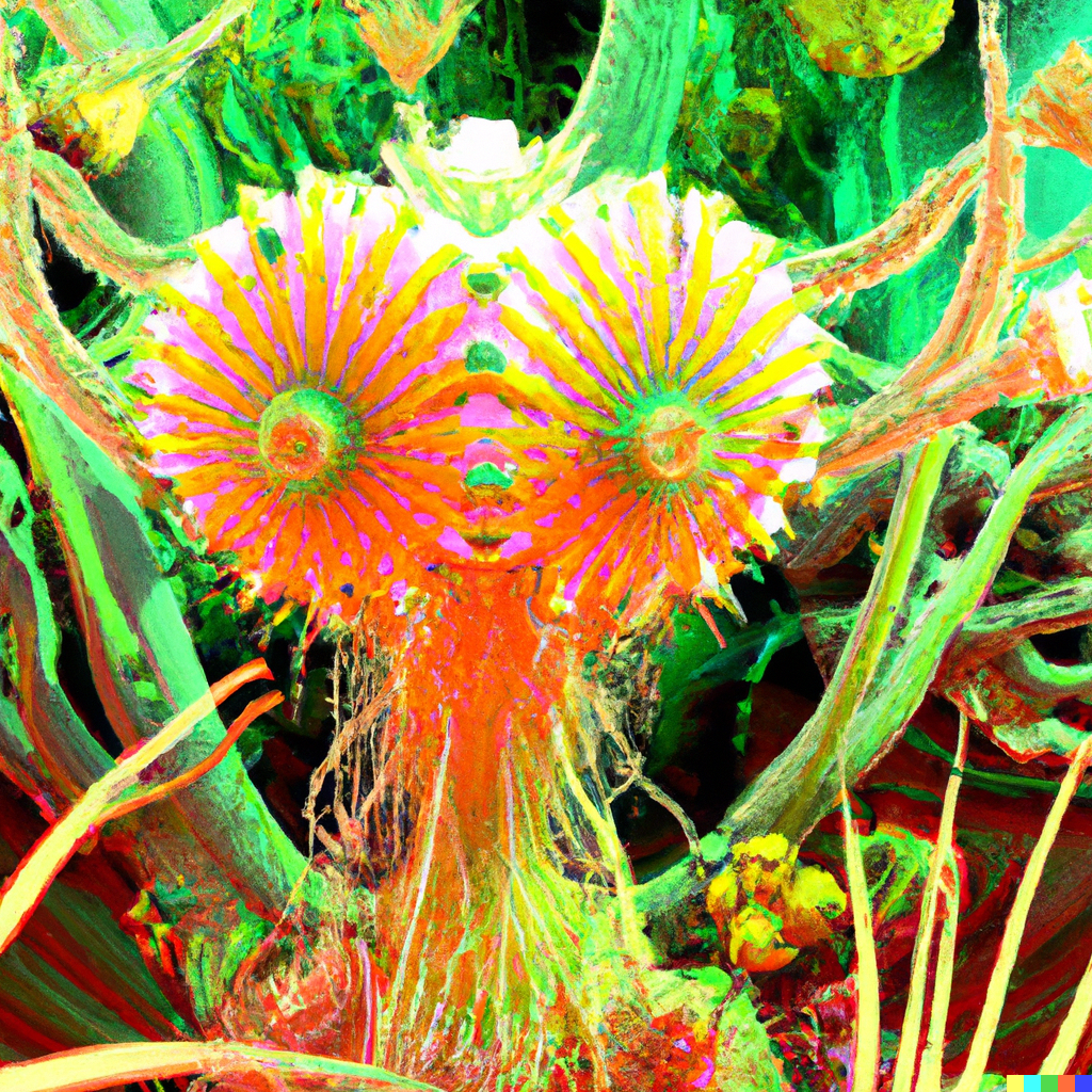 DALL·E 2022-09-03 13.04.58 – 3 d render creature sushi roots cactus elemental flush of force nature micro world fluo deepdream gloomhaven, matte painting rpg skill concept art, ar