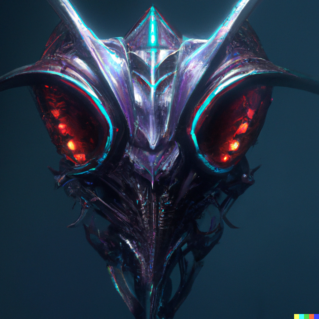 DALL·E 2022-09-03 13.53.18 – anthropomorphic triangle head in opal edgy darkiron firefly, intricate, elegant, highly detailed animal monster, digital painting, artstation, concept