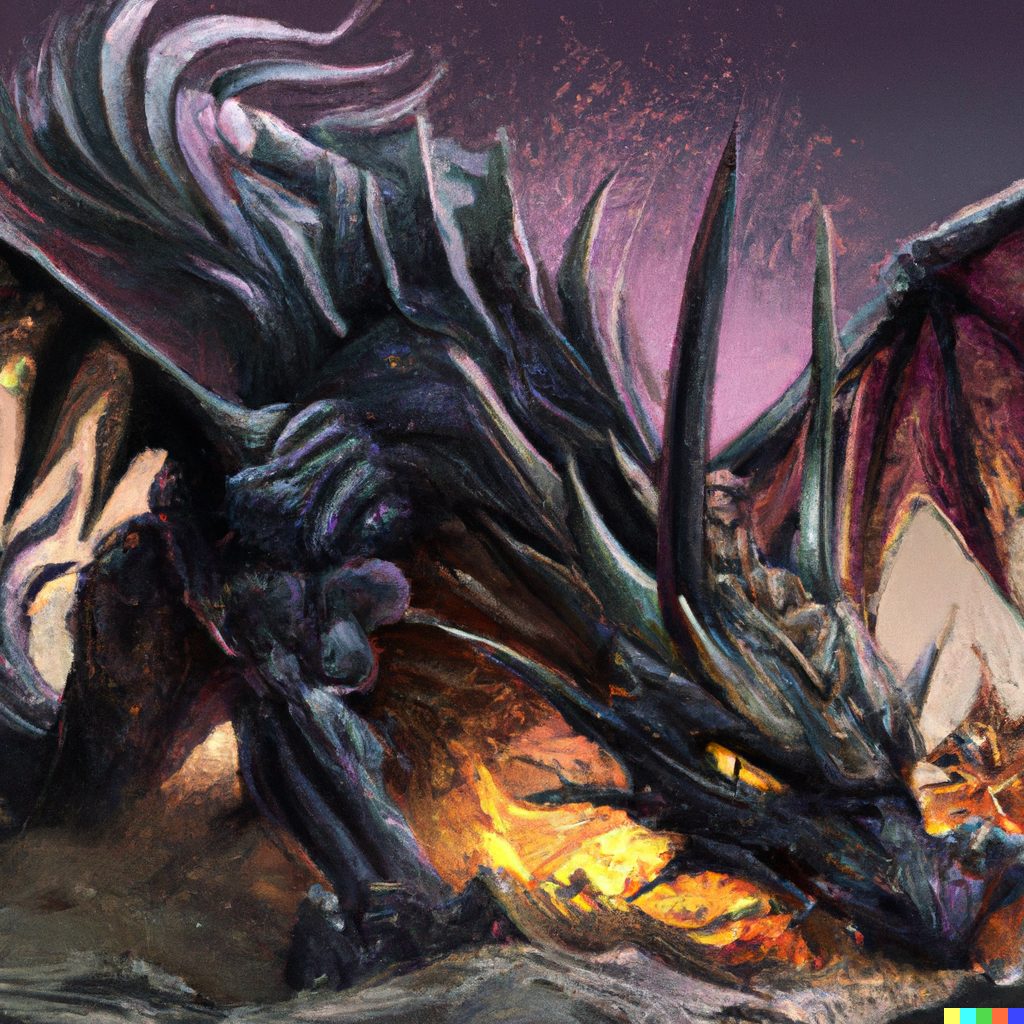 DALL·E 2022-09-08 21.08.10 – undead dragon on ground highly detailed, digital painting, artstation, concept art, smooth, sharp focus, illustration, cinematic lighting, art by artg