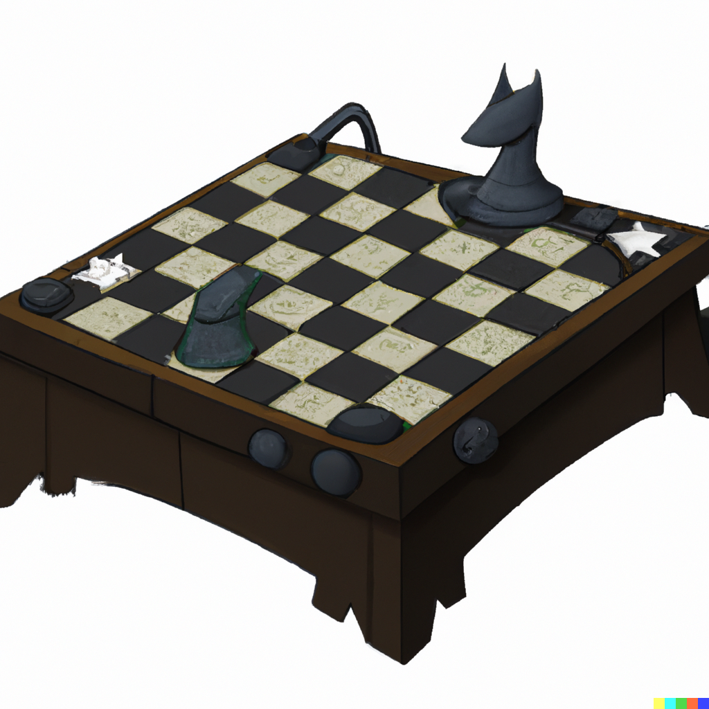 DALL·E 2022-09-08 21.08.37 – fantasy magic item dungeons and dragons wizards of the coast ancient chess computer