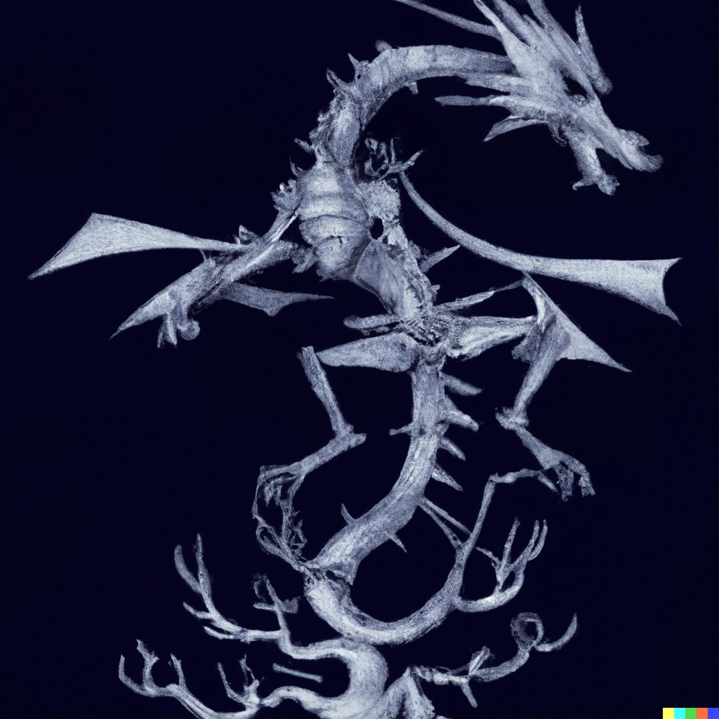 DALL·E 2022-09-08 21.08.46 – one dragon skeleton by greg rutkowski