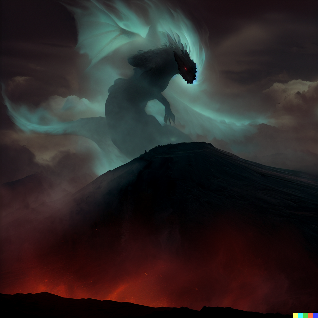 DALL·E 2023-06-26 11.53.43 – the spirit of toothless, the dragon haunting a volcano