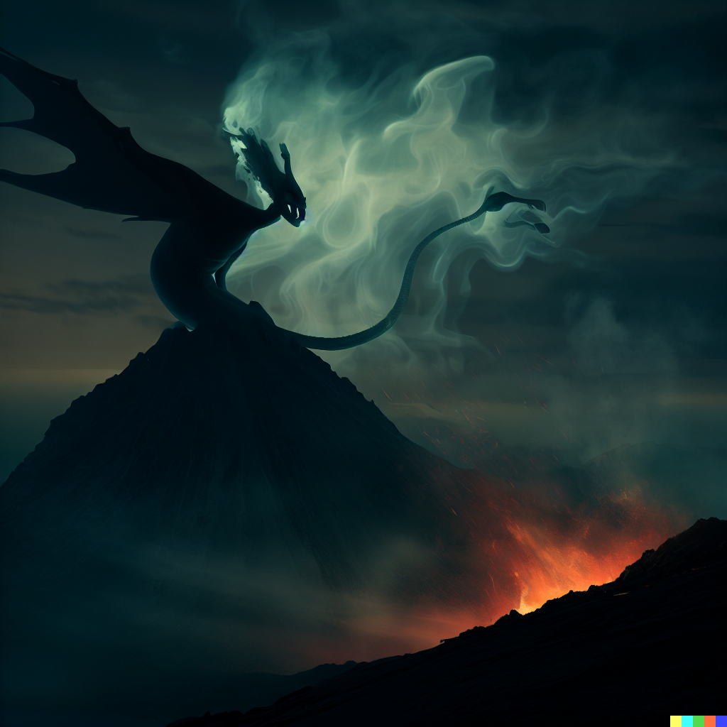 DALL·E 2023-06-26 11.53.45 – the spirit of toothless, the dragon haunting a volcano