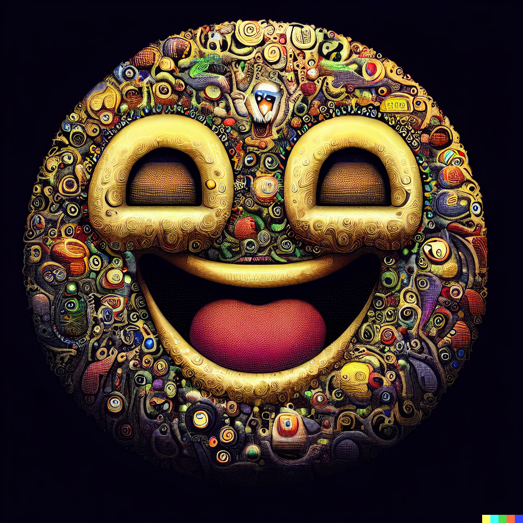 DALL·E 2023-06-26 11.58.31 – joy emoji, intricately detailed digital illustration, by J. G. Quintel, Gustav Klimt, Jordan Grimmer, bayard gric, Tim Doyle, and Zdzisław Beksiński,