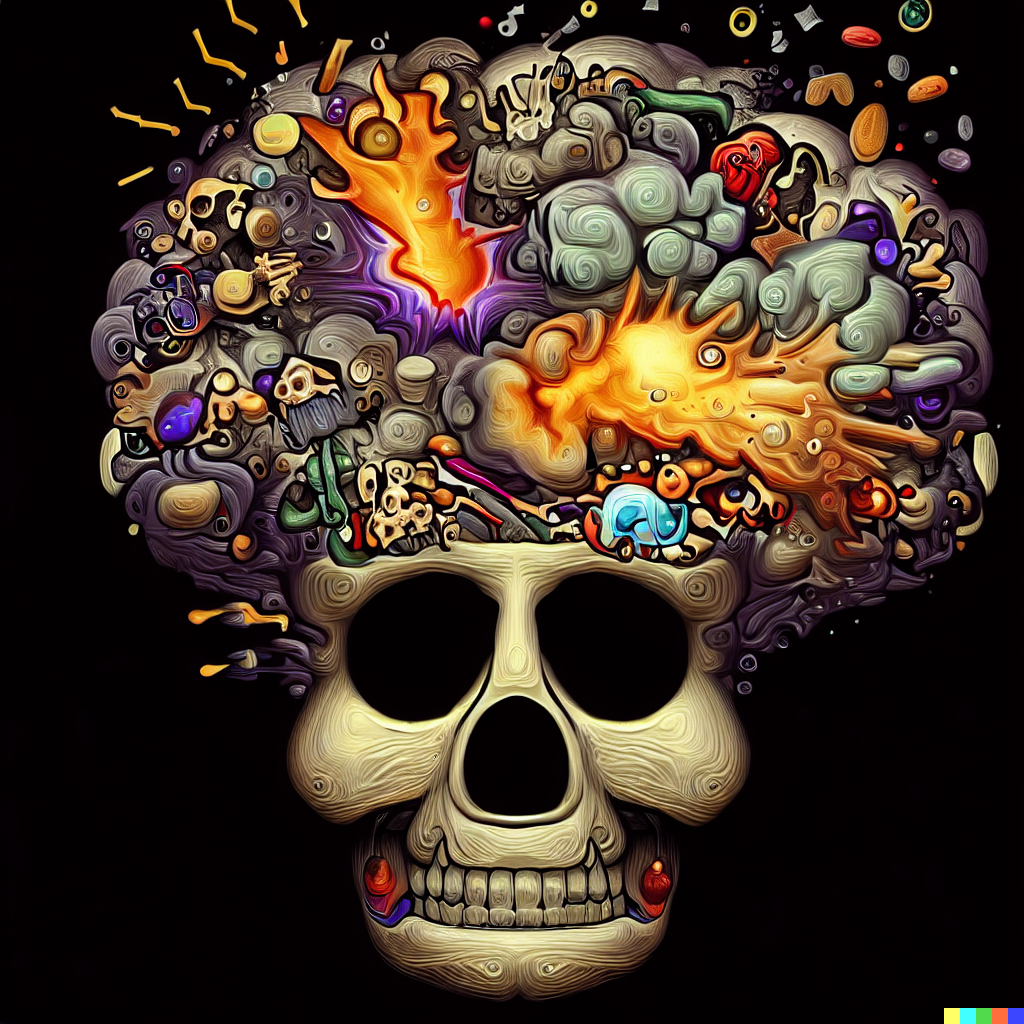 DALL·E 2023-06-26 11.59.07 – exploding head emoji, intricately detailed digital illustration, by J. G. Quintel, Gustav Klimt, Jordan Grimmer, bayard gric, Tim Doyle, and Zdzisław