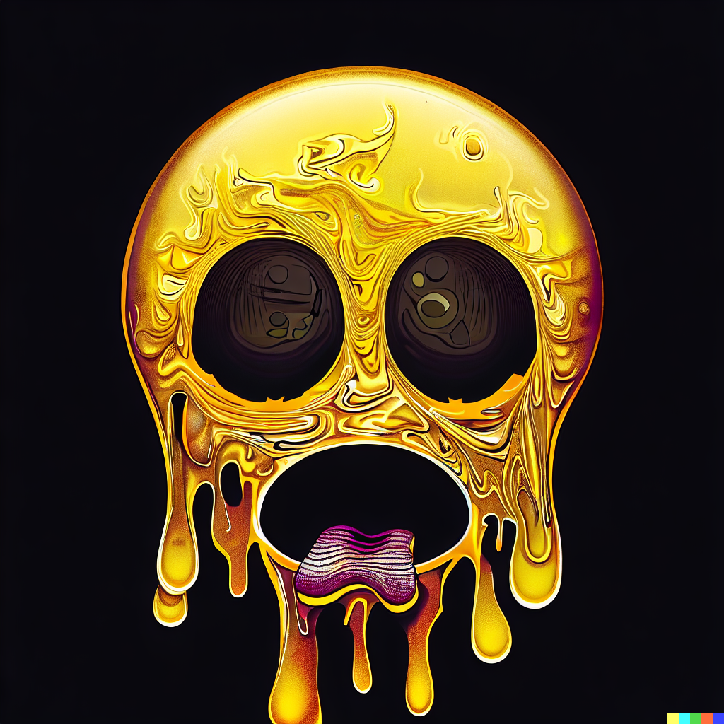 DALL·E 2023-06-26 11.59.31 – melting face emoji, intricately detailed digital illustration, by J. G. Quintel, Gustav Klimt, Jordan Grimmer, bayard gric, Tim Doyle, and Zdzisław B