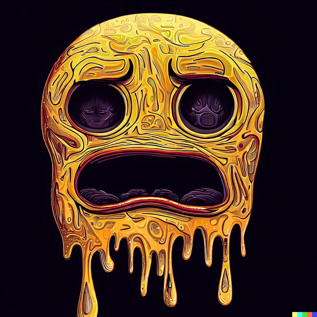 DALL·E 2023-06-26 11.59.34 – melting face emoji, intricately detailed digital illustration, by J. G. Quintel, Gustav Klimt, Jordan Grimmer, bayard gric, Tim Doyle, and Zdzisław B