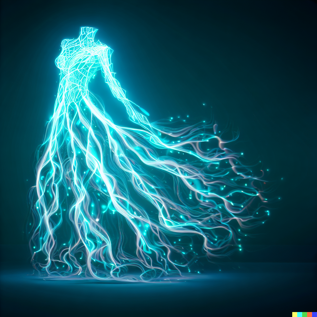 DALL·E 2023-06-26 11.59.58 – flowing dress made of a glowing nervous system