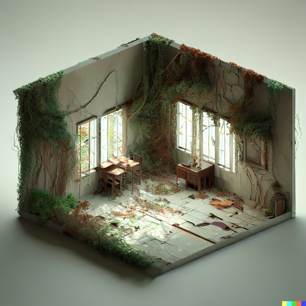DALL·E 2023-06-26 12.07.41 – imple_isometric_3d_render_amazing_smooth_textures_perfect_polymeric_art_intricate_details_perfectly_detailed cross-section photograph of a abandoned h