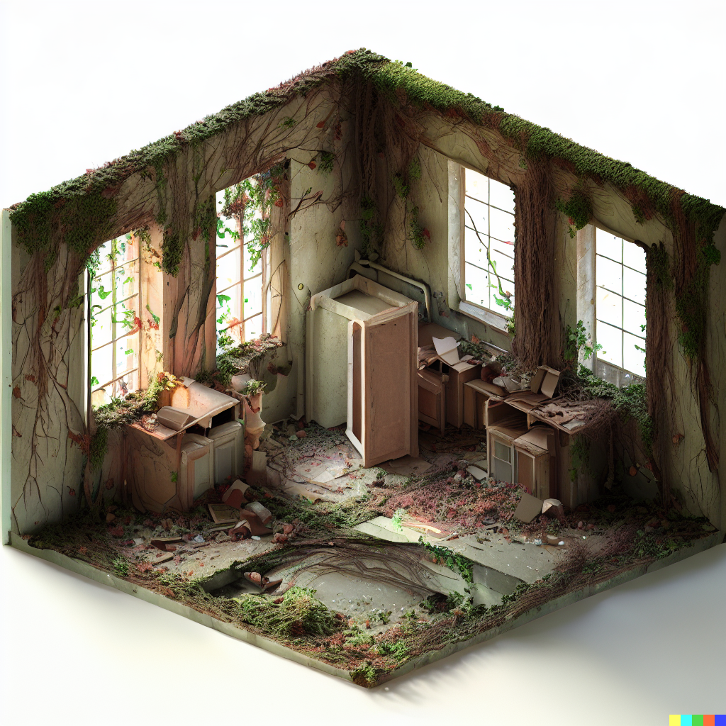 DALL·E 2023-06-26 12.07.47 – imple_isometric_3d_render_amazing_smooth_textures_perfect_polymeric_art_intricate_details_perfectly_detailed cross-section photograph of a abandoned h