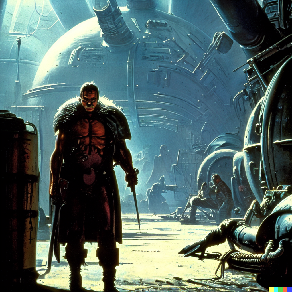 DALL·E 2023-06-26 12.08.00 – epic_fantasy_space_character_scene_Jean_Moebius_Giraud_illustration_Arzach__Fantasy_1975_Heavy_Metal_jerry_cornelius_Airtight_Garage_corellia