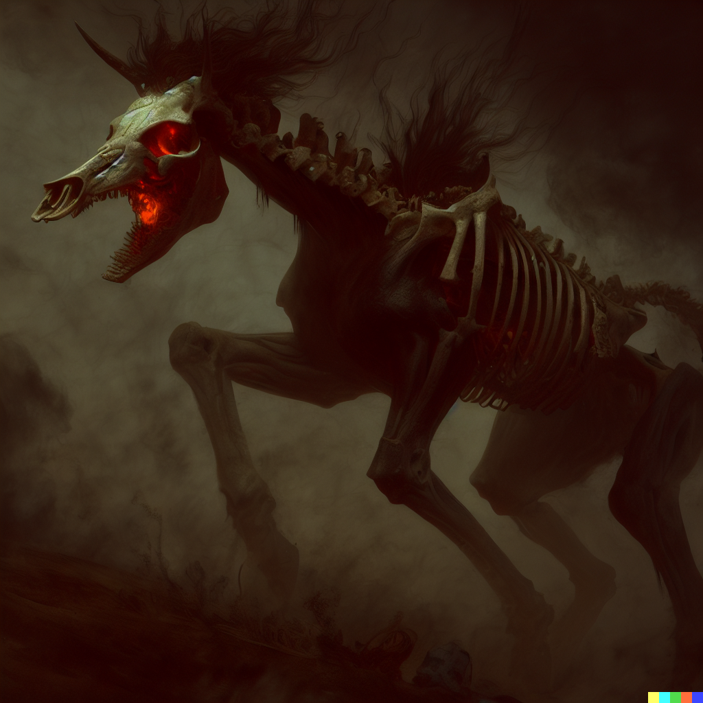 DALL·E 2023-06-26 12.19.08 – demonic horse skeleton _Caspar David Friedrich_ Caspar David Friedrich 8k resolution digital illustration detailed painting concept art VRay horse ske