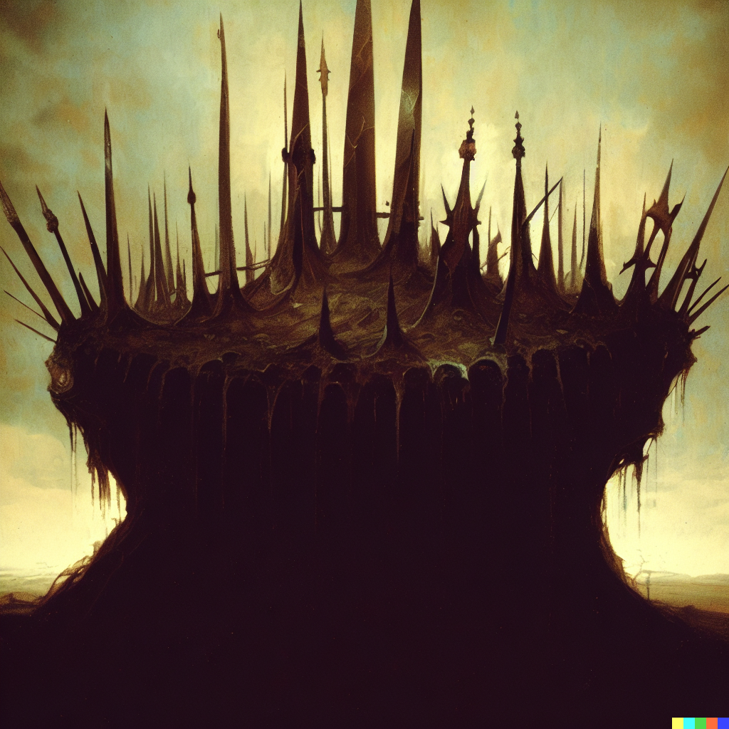 DALL·E 2023-06-26 12.31.56 – crown of daggers by Zdzisław Beksiński
