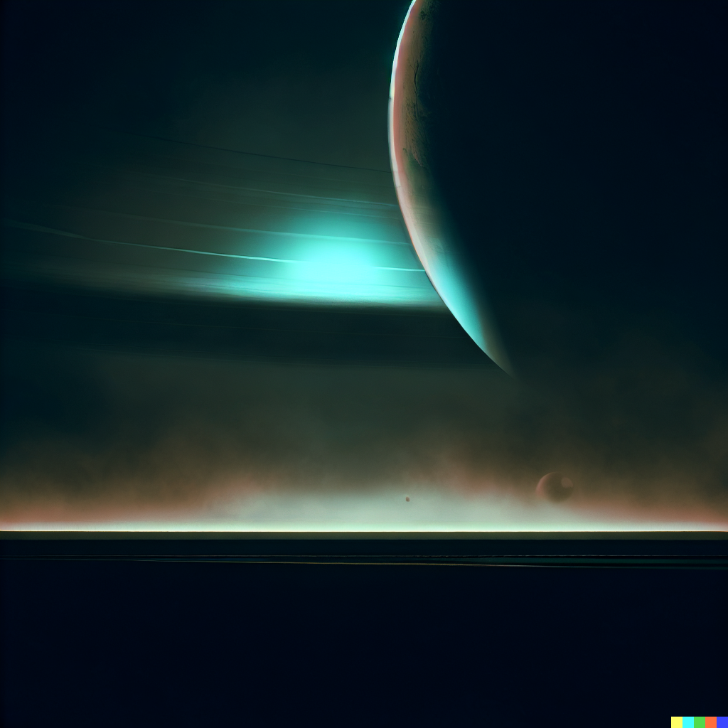 DALL·E 2023-06-26 12.32.57 – saturn rising over a horizon by Zdzisław Beksiński luminescent gloom