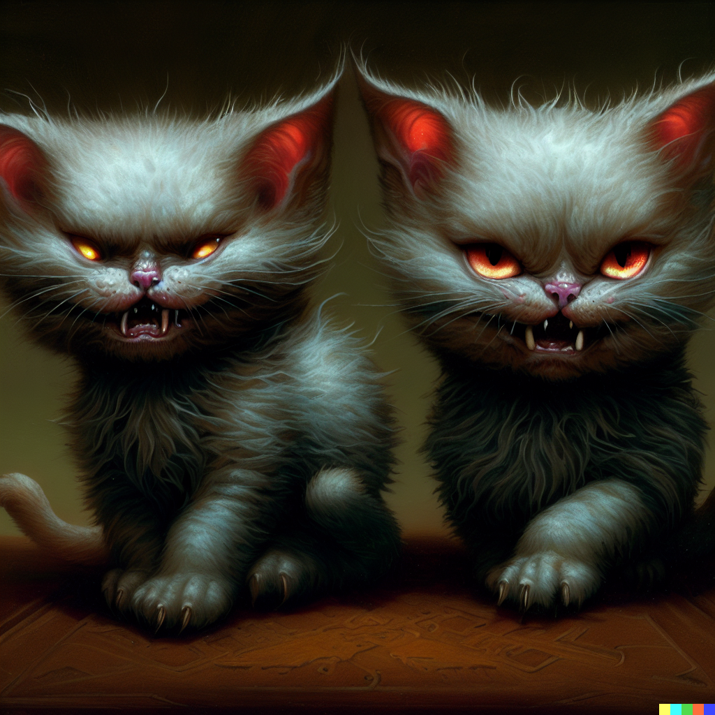 DALL·E 2023-06-26 12.41.43 – cute evil kittens by Daniel Merriam