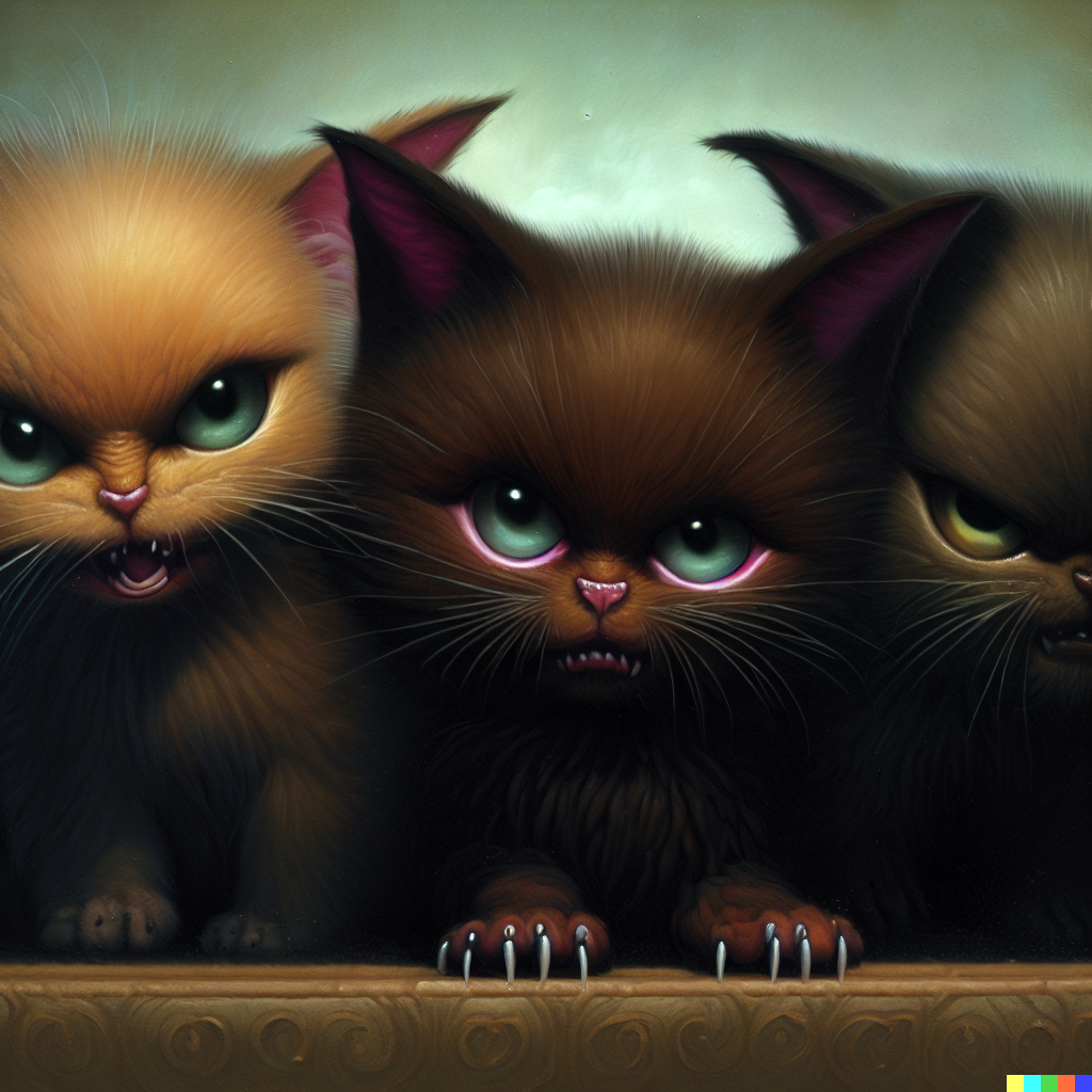 DALL·E 2023-06-26 12.41.48 – cute evil kittens by Daniel Merriam
