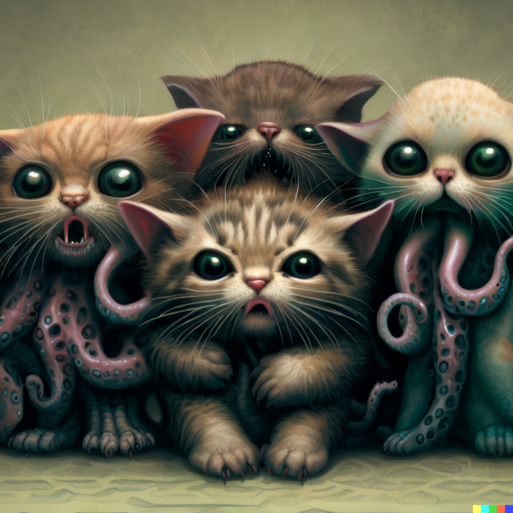 DALL·E 2023-06-26 12.41.56 – cute Cthulhu kittens by Daniel Merriam