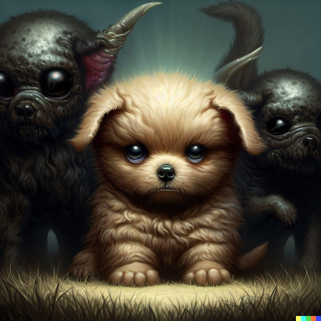 DALL·E 2023-06-26 12.42.04 – cute puppy dog demons by Daniel Merriam