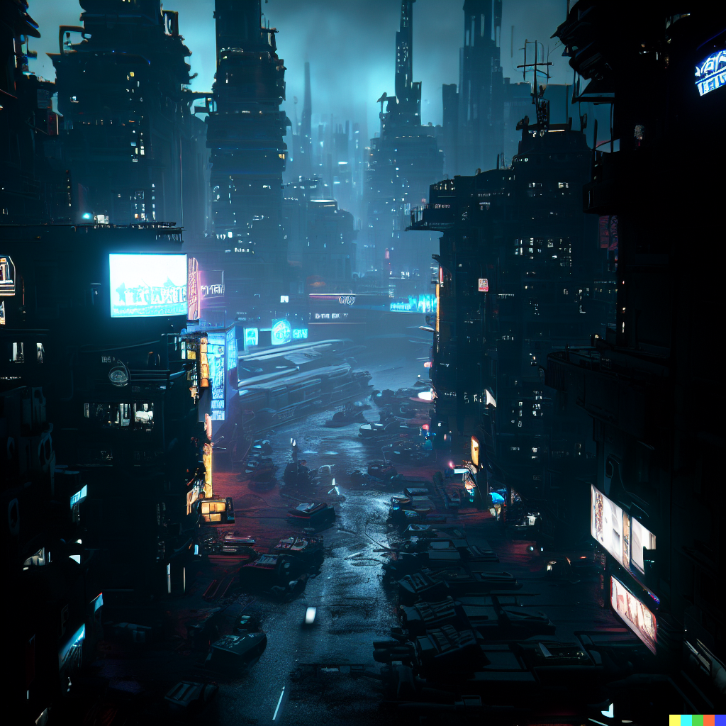 DALL·E 2023-06-26 12.43.39 – cyberpunk 2077 city shot by ansel adams