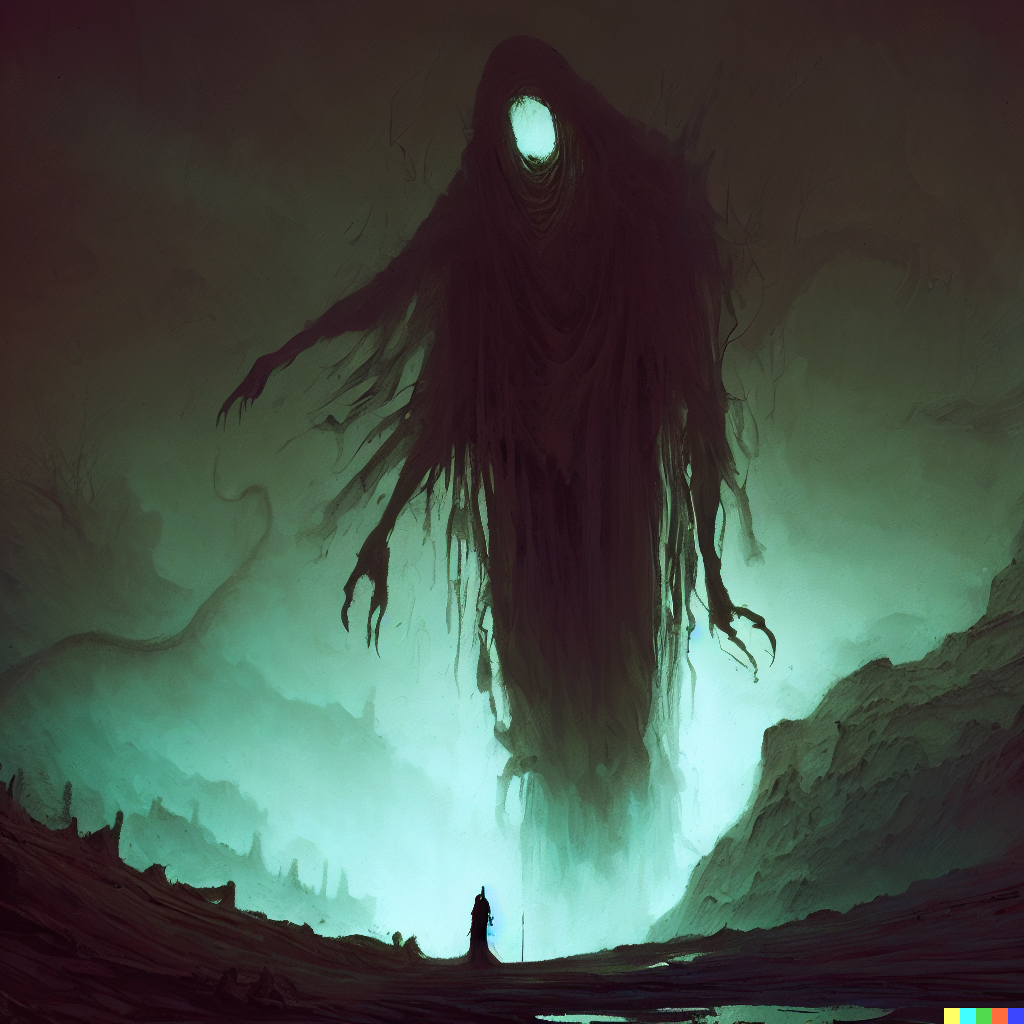 DALL·E 2023-06-26 12.44.53 – Lord of the hopeless heart and hollow eye, Thy phantoms, yet more hideous, rise concept art by Zdzisław Beksiński