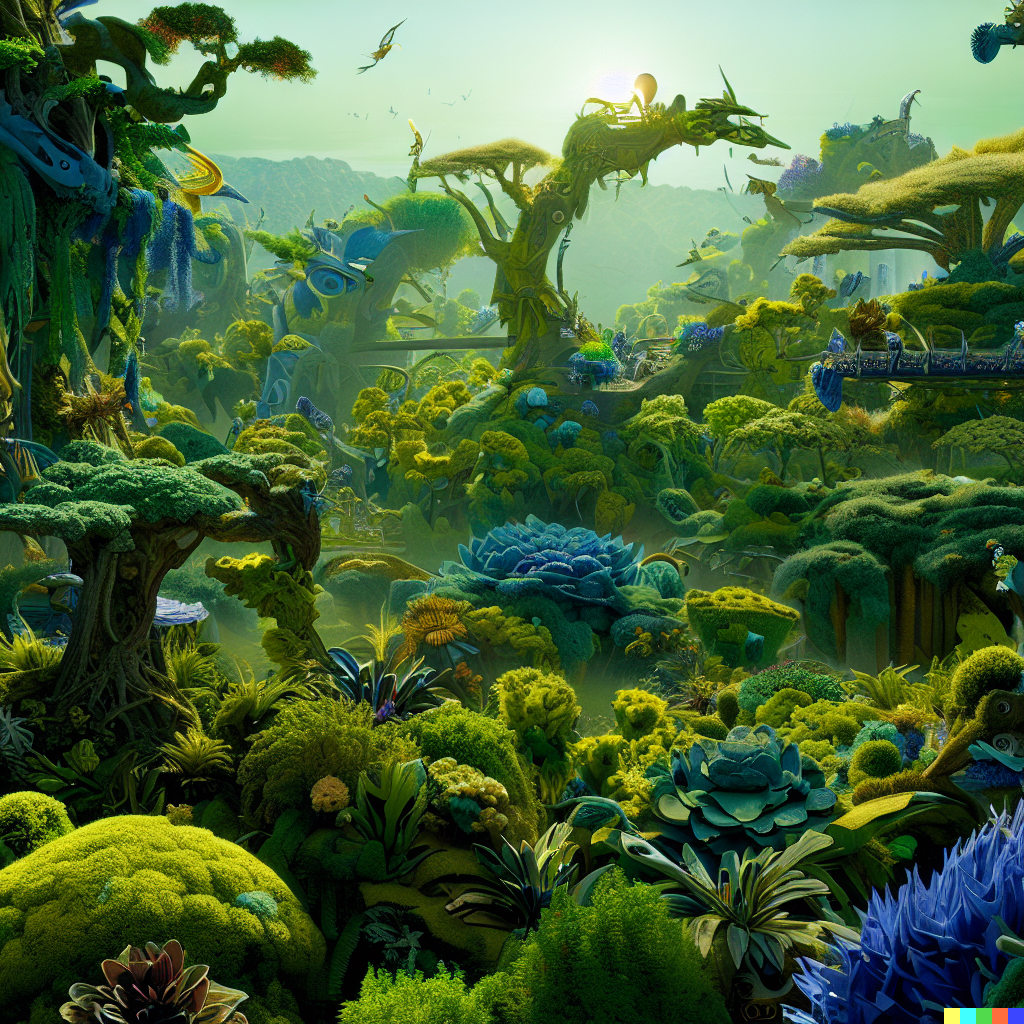 DALL·E 2023-06-26 12.46.25 – A detailed recreation of the planet from the movie Avatar, complete with all of the plants and animals that were seen in the film